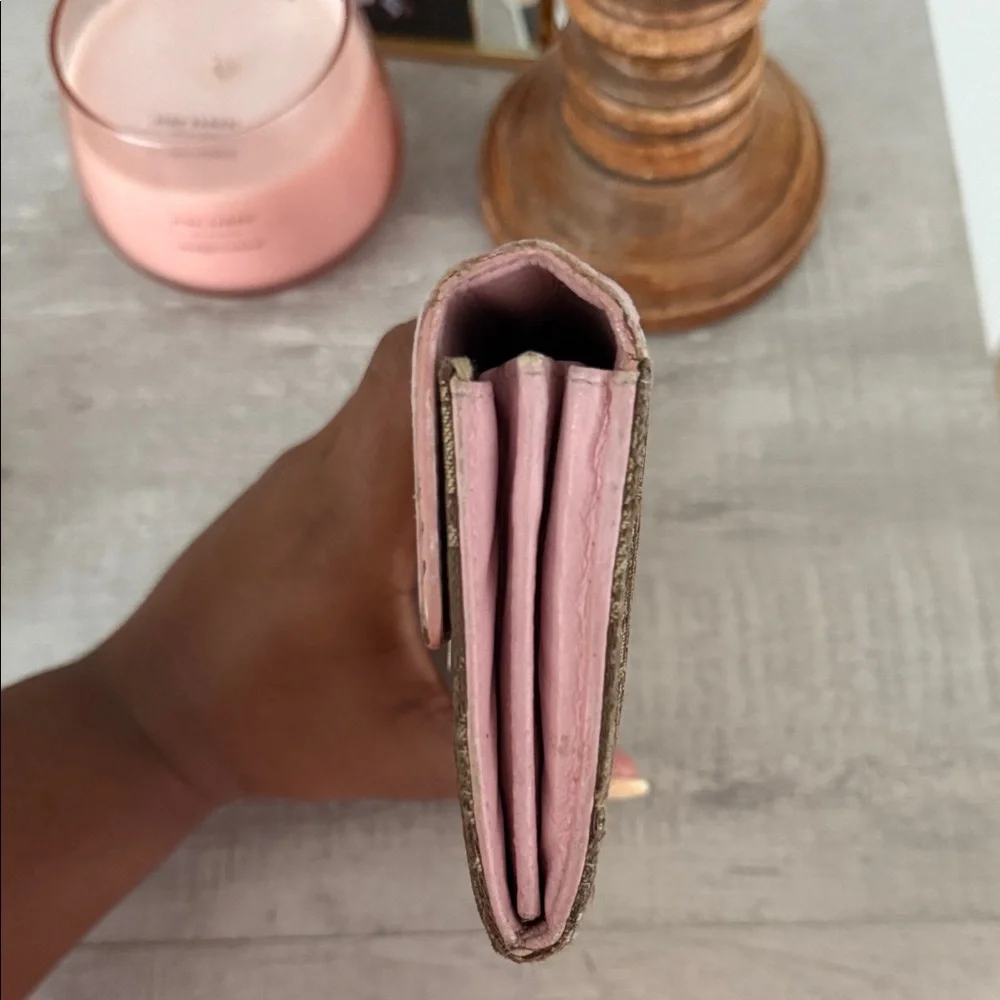 Christian Dior Trotter Canvas Pink Leather Long Wallet
